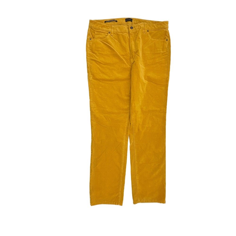 Talbots Corduroy Straight Leg Pants Womens 16 Mustard Yellow Stretch Cotton